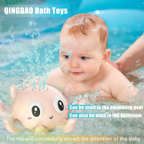 Baby Bath Toys, Bath Toys for Toddlers Water Spray Toys for Kids, Bathtub Toys Spray Water Squirt Toy Water Sprinkler Pool Toys for Toddlers (Pink)