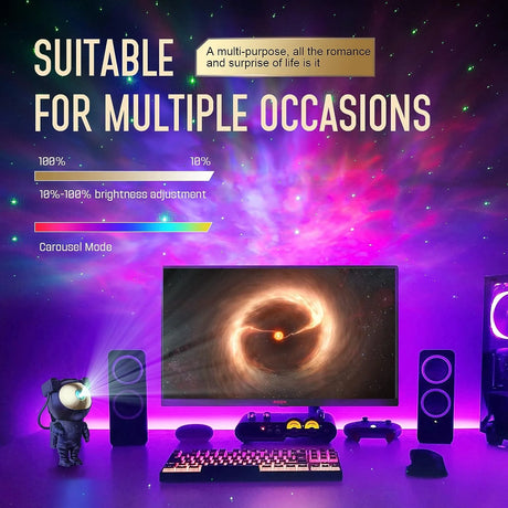 Astronaut Night Light Projector for Kids, Star Starry Night Light with Remote, Timer and 8 Colors LED Nebula for Game Room Decor, Birthday Christmas Gifts