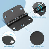 42 Pack Black Door Hinges, 3.5" X 3.5" Square W 5/8" Radius Corner Interior Door Hinges with Black Finish