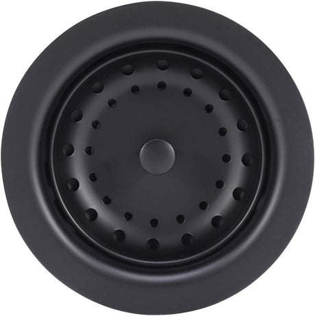 3-1/2 Inch Kitchen Sink Stainless Steel Basket Strainer Water Stopper with Drain Assembly, Black Finish Rustproof and Durable