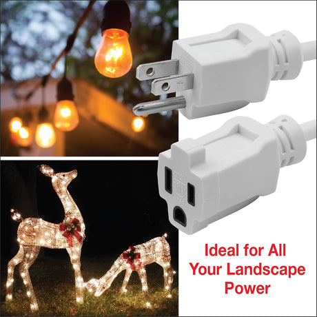 35 Ft Indoor/Outdoor Extension Cord 16/3 SJTW, White, Water & Weather Resistant, Flame Retardant, 3 Prong Grounded Plug, CP10207